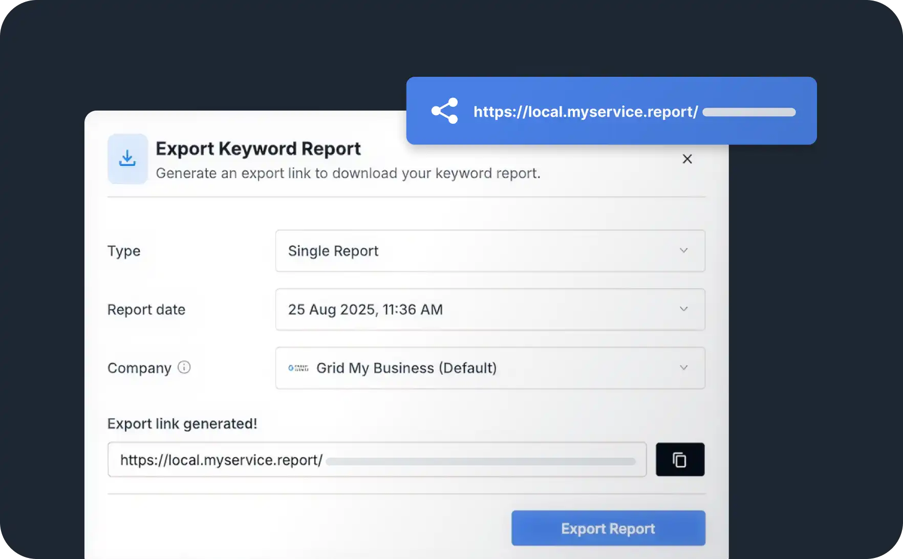 Share clean reports without dashboard access
